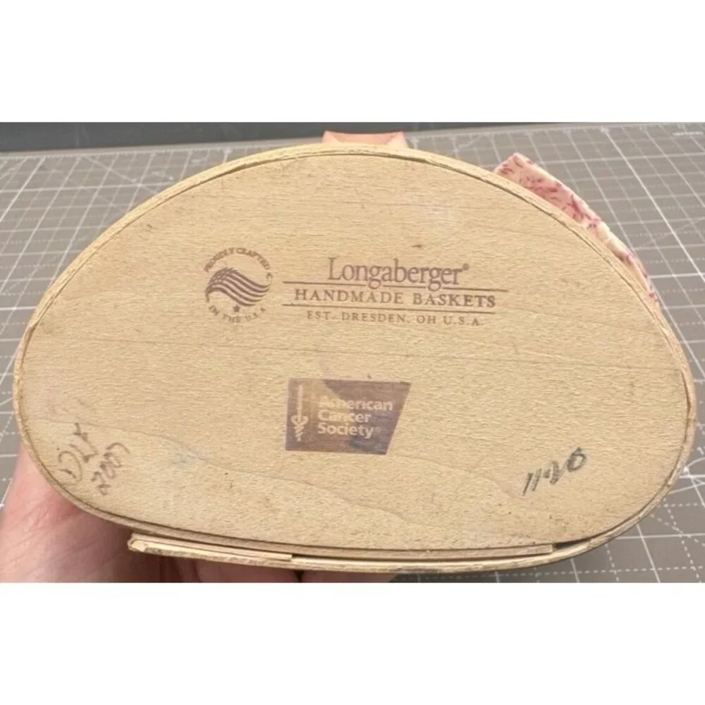 Longaberger Breast Cancer Pink Ribbon Key Basket with Hope Fabric Liner
